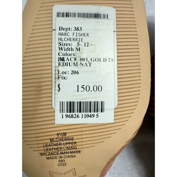 Marc Fisher Nude Chunky Heel‎ Mule Sandals Womens Size 6.5 Leather Square Toe - Picture 4 of 11